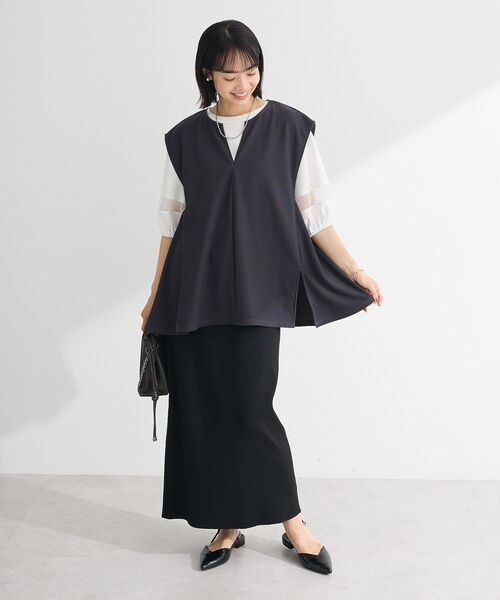 Green　Parks（グリーンパークス）の「リップルフレアベスト（ベスト・レディース・チャコールグレー/ブラック・FREE）」の9枚目の写真