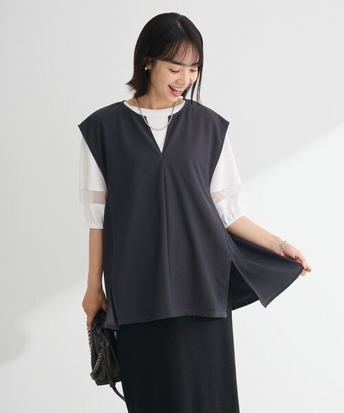 Green　Parks（グリーンパークス）の「リップルフレアベスト（ベスト・レディース・チャコールグレー/ブラック・FREE）」の12枚目の写真