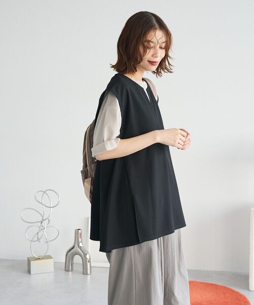 Green　Parks（グリーンパークス）の「リップルフレアベスト（ベスト・レディース・チャコールグレー/ブラック・FREE）」の21枚目の写真