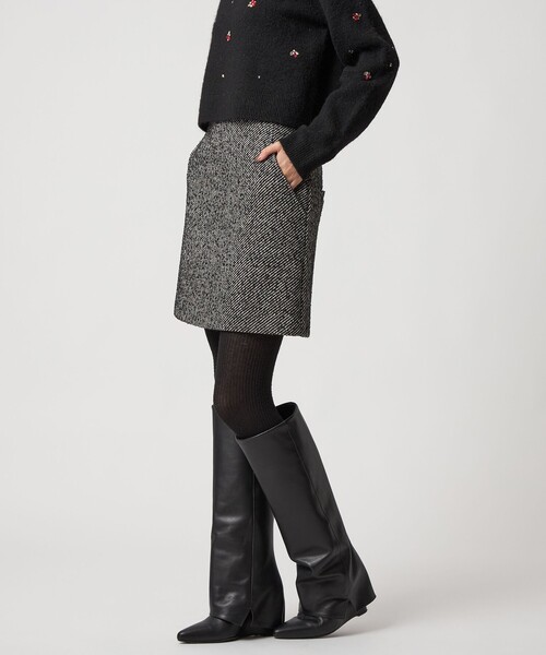 EMMEL REFINES（エメルリファインズ）の「＜EMMEL REFINES＞EM ツィードライク ボンディング ミニスカート（スカート・レディース・ブラック/ブラウン・M/S）」の17枚目の写真