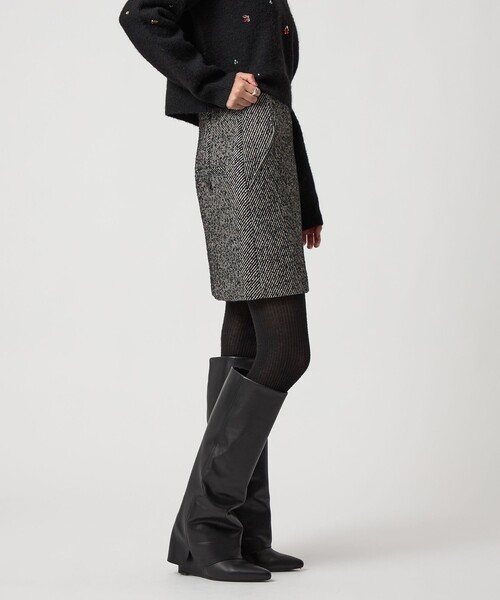 EMMEL REFINES＞EM ツィードライク ボンディング ミニスカート