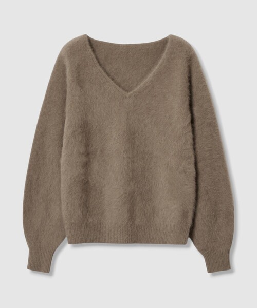 あーさ です★新品★ファーカシミヤVプルオーバーニット セール】カシミヤブレンドファー加工Vプルオーバー（ニット/セーター
