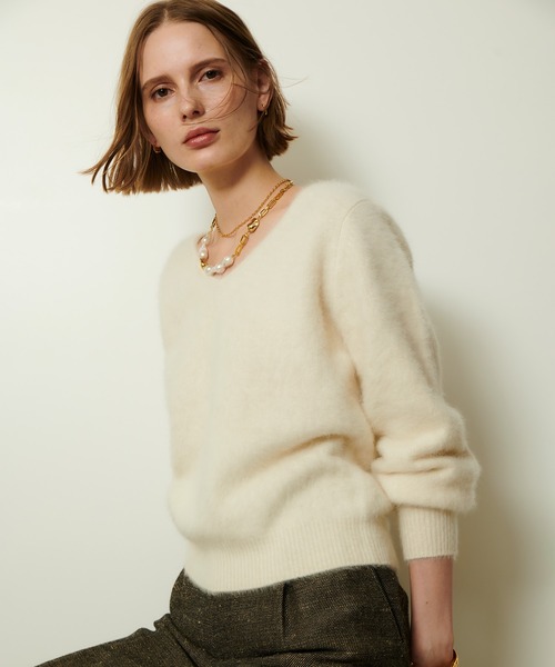 カシミヤブレンドファー加工Vプルオーバー（ニット/セーター