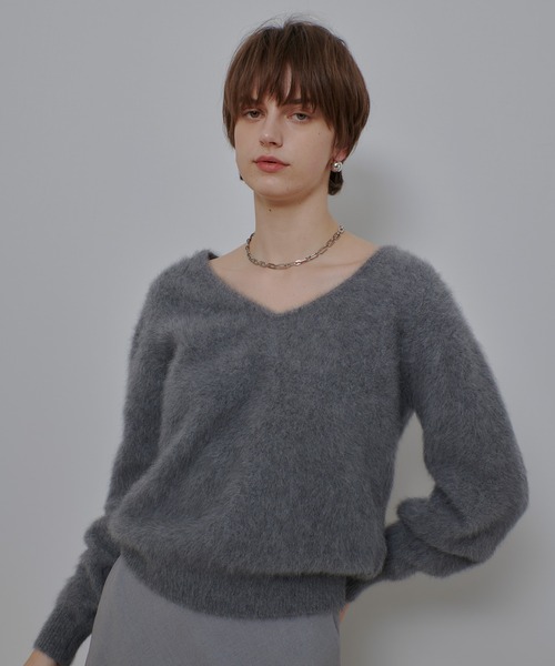カシミヤブレンドファー加工Vプルオーバー（ニット/セーター
