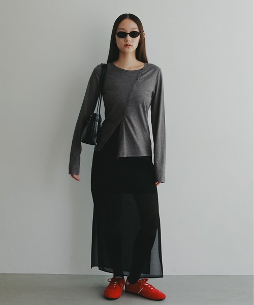 EFOLE(エフォル)の「【ZOZO限定】Layered sheer skirt/レイヤードシアースカート(スカート・レディース・ブラック/オフホワイト・FREE)」の7枚目の写真