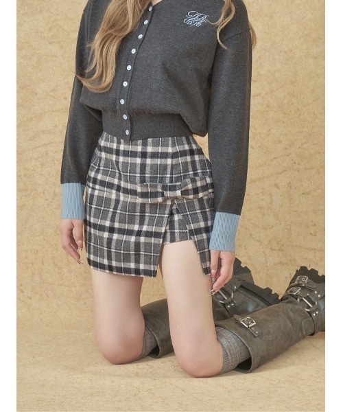 Darich スリットチェックリボンミニスカート ダーリッチ Darich スリットチェックリボンミニスカート