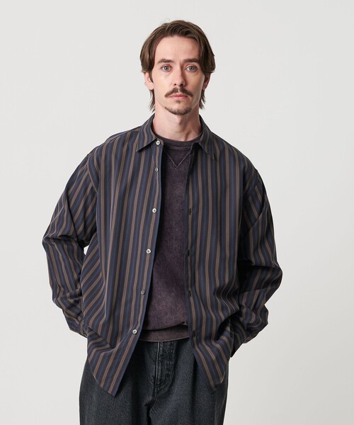 BEAUTY&YOUTH UNITED ARROWS（ビューティーアンドユースユナイテッドアローズ）の「ネオ ピッチ ストライプ レギュラー シャツ FORM型（シャツ/ブラウス・メンズ・ネイビー/ライラック・M/L/S/XL）」の3枚目の写真