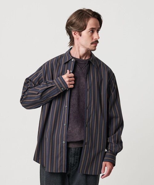 BEAUTY&YOUTH UNITED ARROWS（ビューティーアンドユースユナイテッドアローズ）の「ネオ ピッチ ストライプ レギュラー シャツ FORM型（シャツ/ブラウス・メンズ・ネイビー/ライラック・M/L/S/XL）」の4枚目の写真