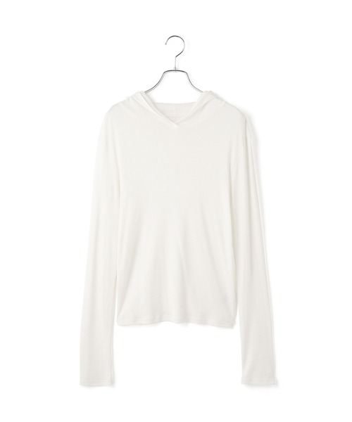 ADAM ET ROPE'（アダムエロペ）の「シアーフードプルオーバー（Tシャツ/カットソー・レディース・ブラック/ホワイト系その他2・FREE）」の4枚目の写真