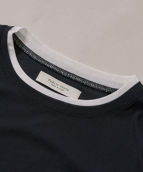 PUBLIC TOKYO(パブリックトウキョウ)の「【残りわずか】ダブルレイヤードトップス(Tシャツ/カットソー・レディース・ネイビー系/ベージュ系・FREE)」の13枚目の写真