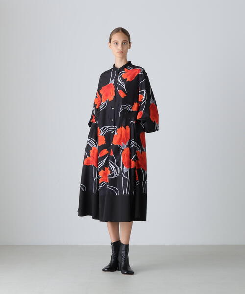 ADOREワンピース カラーオーバーレイプリントワンピース | ADORE