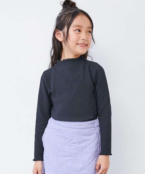 セール】ふっくらホイップ あったか 裏起毛 リブハイネック（Tシャツ