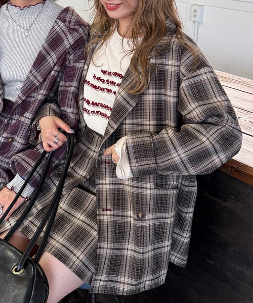 DOUBLE NAME(ダブルネーム)の「後ろボタンゆるダブルジャケット(テーラードジャケット・レディース・パープル系その他/ベージュ系その他/ブラック・FREE)」の17枚目の写真