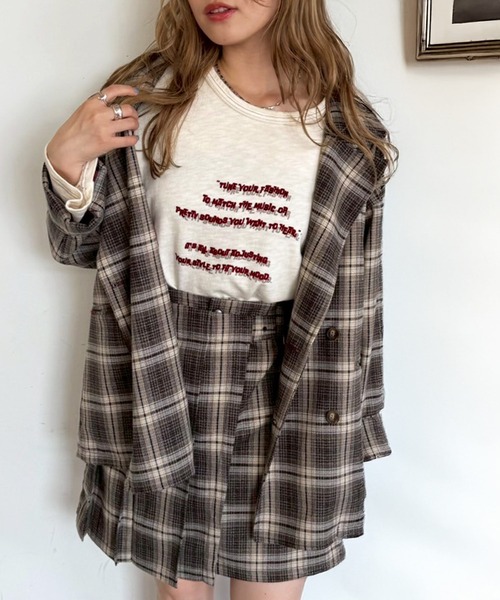 DOUBLE NAME(ダブルネーム)の「後ろボタンゆるダブルジャケット(テーラードジャケット・レディース・パープル系その他/ベージュ系その他/ブラック・FREE)」の20枚目の写真