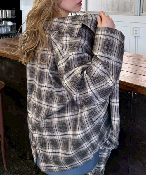 DOUBLE NAME(ダブルネーム)の「後ろボタンゆるダブルジャケット(テーラードジャケット・レディース・パープル系その他/ベージュ系その他/ブラック・FREE)」の21枚目の写真