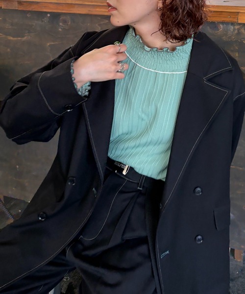 DOUBLE NAME(ダブルネーム)の「後ろボタンゆるダブルジャケット(テーラードジャケット・レディース・パープル系その他/ベージュ系その他/ブラック・FREE)」の22枚目の写真