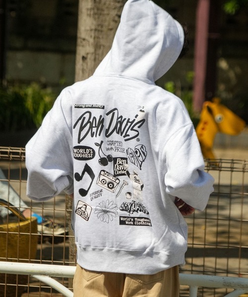 BEN DAVIS(ベンデイビス)の「【BEN DAVIS/ベンデイビス】バックプリント フルジップ フーディー ヘビーウェイト 裏起毛(パーカー・メンズ・スモークピンク/グレー/ブラック・X-LARGE/LARGE/MEDIUM)」の9枚目の写真