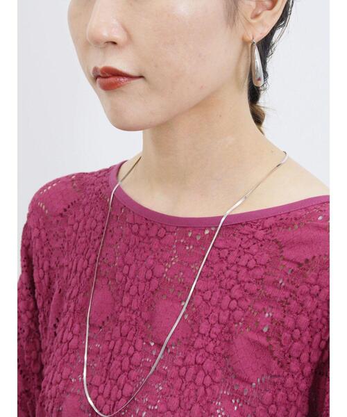 Samansa Mos2 blue（サマンサモスモスブルー）の「花ジャガード7分袖プルオーバー（Tシャツ/カットソー・レディース・オフホワイト/ブラック/プラム・F）」の12枚目の写真