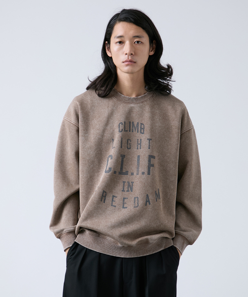 B.C STOCK(ベーセーストック)の「ピグメント加工 プリントスウェット(スウェット・メンズ・ブラック/ベージュ/ネイビー/グリーン・MEDIUM/LARGE)」の1枚目の写真