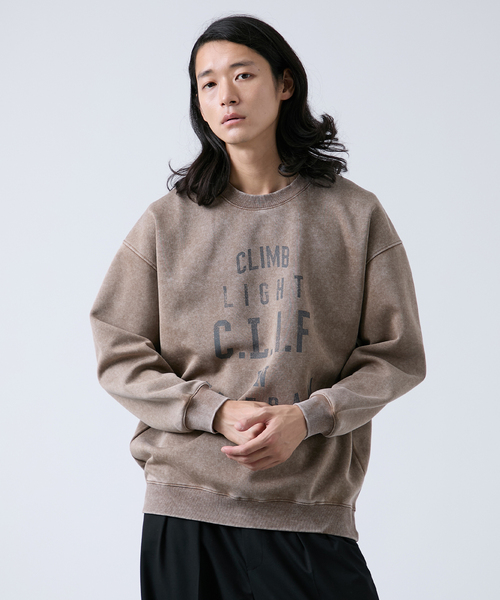 B.C STOCK(ベーセーストック)の「ピグメント加工 プリントスウェット(スウェット・メンズ・ブラック/ベージュ/ネイビー/グリーン・MEDIUM/LARGE)」の10枚目の写真