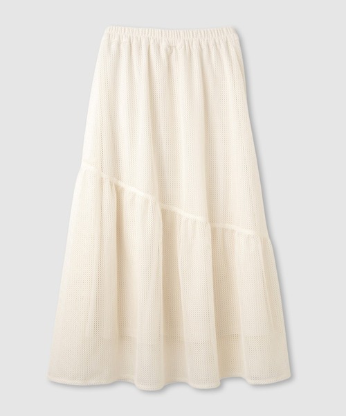 Mac-House(マックハウス)の「Idnes メッシュレーススカート(スカート・レディース・ブラック/アイボリー・M)」の3枚目の写真