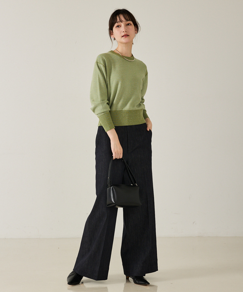 qualite（カリテ）の「【スウェット気分で着られる】スパンコールニット/秋服/冬服（ニット/セーター・レディース・ブラック/オフホワイト/グリーン・フリー）」の20枚目の写真