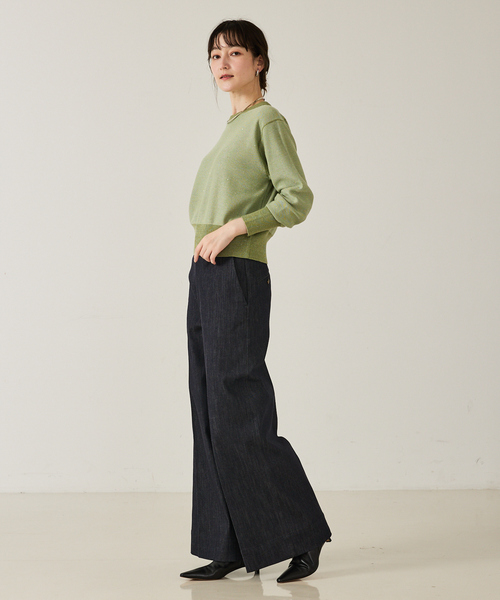 qualite（カリテ）の「【スウェット気分で着られる】スパンコールニット/秋服/冬服（ニット/セーター・レディース・ブラック/オフホワイト/グリーン・フリー）」の17枚目の写真