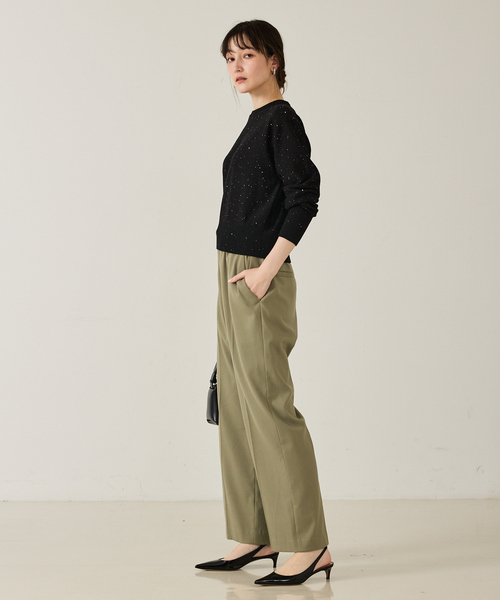 qualite（カリテ）の「【スウェット気分で着られる】スパンコールニット/秋服/冬服（ニット/セーター・レディース・ブラック/オフホワイト/グリーン・フリー）」の12枚目の写真