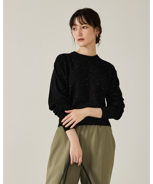 qualite（カリテ）の「【スウェット気分で着られる】スパンコールニット/秋服/冬服（ニット/セーター・レディース・ブラック/オフホワイト/グリーン・フリー）」の10枚目の写真