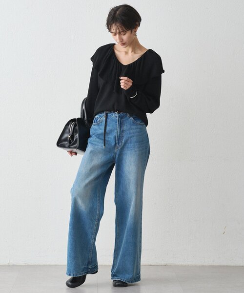 LOUNGEDRESS（ラウンジドレス）の「フリルカラーニット（ニット/セーター・レディース・ブラック/アイボリー/グレー・FREE）」の16枚目の写真