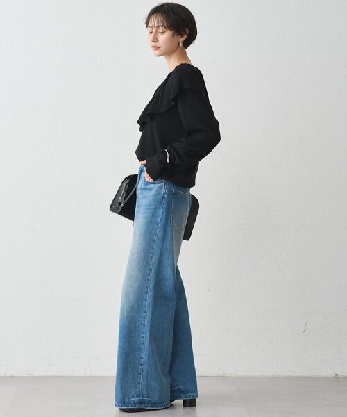 LOUNGEDRESS（ラウンジドレス）の「フリルカラーニット（ニット/セーター・レディース・ブラック/アイボリー/グレー・FREE）」の17枚目の写真