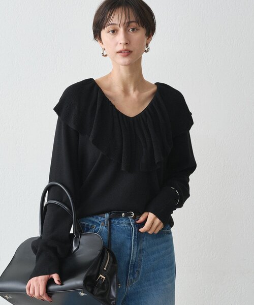 LOUNGEDRESS（ラウンジドレス）の「フリルカラーニット（ニット/セーター・レディース・ブラック/アイボリー/グレー・FREE）」の20枚目の写真