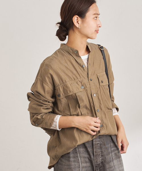 2025今季新品フレームワーク　完売キャプラコットンガーメントダイシャツブラウン キュプラコットンガーメントダイシャツ（シャツ/ブラウス）｜FRAMeWORK