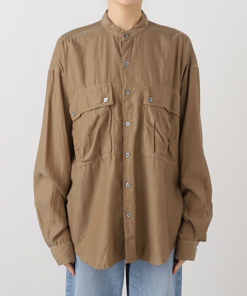 2025今季新品フレームワーク　完売キャプラコットンガーメントダイシャツブラウン キュプラコットンガーメントダイシャツ（シャツ/ブラウス
