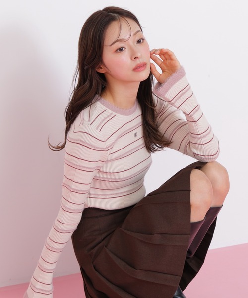 JILL by JILL STUART（ジルバイジルスチュアート）の「◇フェザーヤーン配色ニット（ニット/セーター・レディース・ホワイト/ブラック/ピンク系その他・FREE）」の18枚目の写真