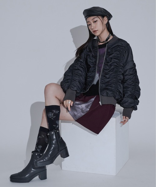 Ellno de Mavie（エルノデメヴィ）の「2wayジップインバーテッドプリーツミニスカパン（スカート・レディース・ボルドー/ブラック・FREE）」の6枚目の写真