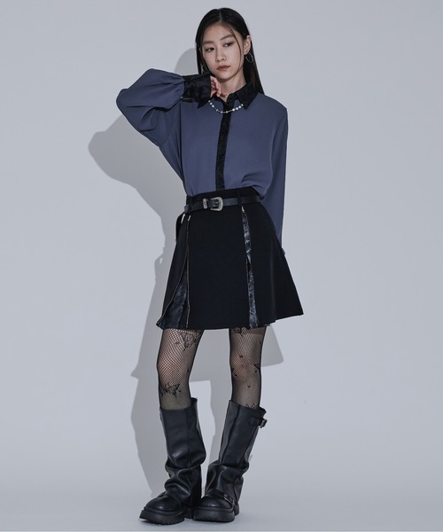 Ellno de Mavie（エルノデメヴィ）の「2wayジップインバーテッドプリーツミニスカパン（スカート・レディース・ボルドー/ブラック・FREE）」の19枚目の写真