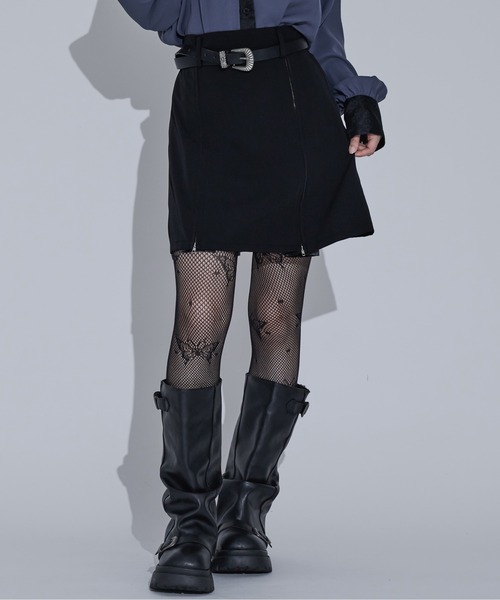 Ellno de Mavie（エルノデメヴィ）の「2wayジップインバーテッドプリーツミニスカパン（スカート・レディース・ボルドー/ブラック・FREE）」の14枚目の写真