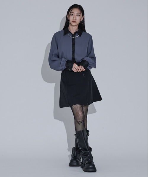 Ellno de Mavie（エルノデメヴィ）の「2wayジップインバーテッドプリーツミニスカパン（スカート・レディース・ボルドー/ブラック・FREE）」の18枚目の写真