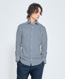 【ON/OFF兼用】360°ストレッチ ロンドンストライプ ワイドカラーシャツ / FLEX SHIRTS