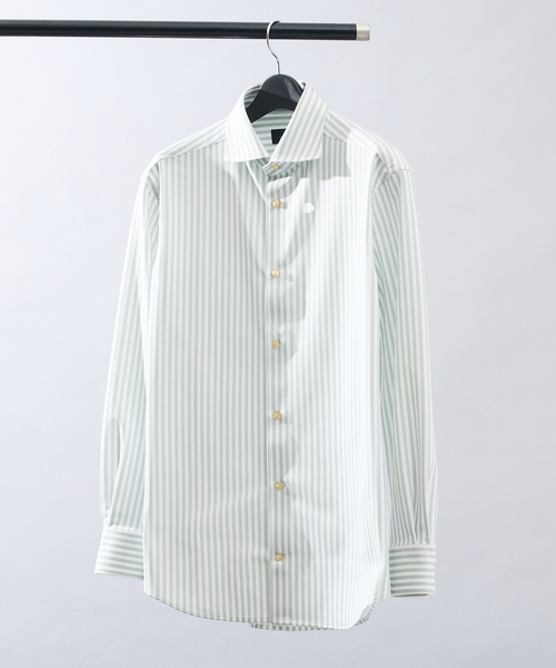 ABAHOUSE(アバハウス)の「【ON/OFF兼用】360°ストレッチ ロンドンストライプ ワイドカラーシャツ / FLEX SHIRTS(ビジネスシャツ・メンズ・ブラウン系その他/ライトグレー/ネイビー・44/46/48/50)」の14枚目の写真