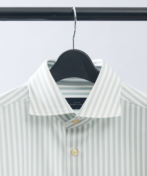 ABAHOUSE(アバハウス)の「【ON/OFF兼用】360°ストレッチ ロンドンストライプ ワイドカラーシャツ / FLEX SHIRTS(ビジネスシャツ・メンズ・ブラウン系その他/ライトグレー/ネイビー・44/46/48/50)」の16枚目の写真