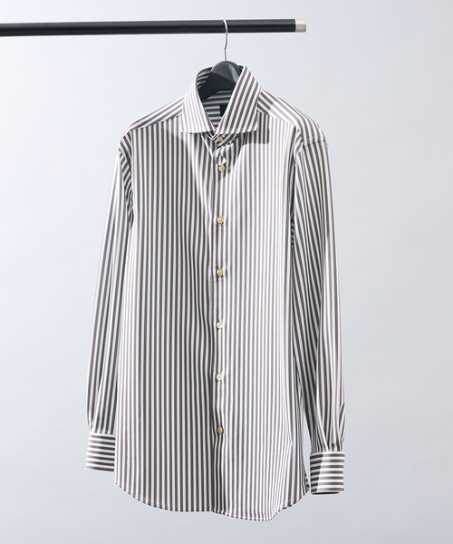 ABAHOUSE(アバハウス)の「【ON/OFF兼用】360°ストレッチ ロンドンストライプ ワイドカラーシャツ / FLEX SHIRTS(ビジネスシャツ・メンズ・ブラウン系その他/ライトグレー/ネイビー・44/46/48/50)」の7枚目の写真