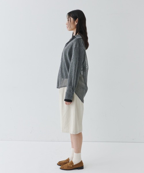 NUJOH(ヌゾ)の「Sheer Knit Shirt / シアーニットシャツ(シャツ/ブラウス・レディース・チャコールグレー/ホワイト/ブラック・FREE)」の11枚目の写真