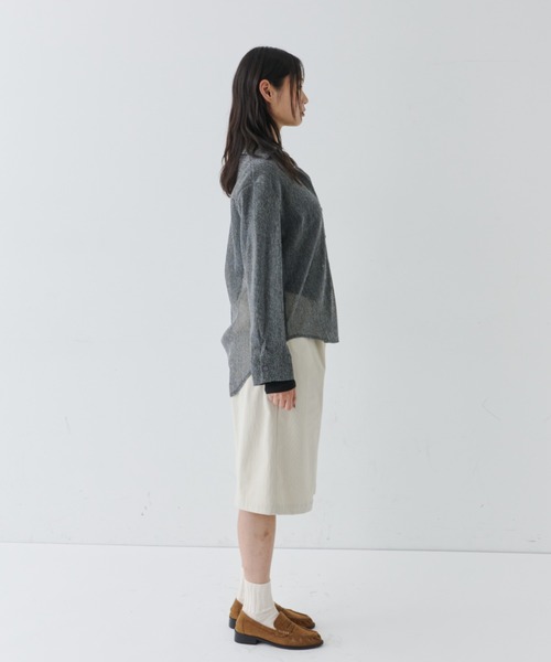 NUJOH(ヌゾ)の「Sheer Knit Shirt / シアーニットシャツ(シャツ/ブラウス・レディース・チャコールグレー/ホワイト/ブラック・FREE)」の12枚目の写真
