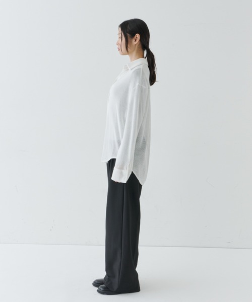 NUJOH(ヌゾ)の「Sheer Knit Shirt / シアーニットシャツ(シャツ/ブラウス・レディース・チャコールグレー/ホワイト/ブラック・FREE)」の6枚目の写真
