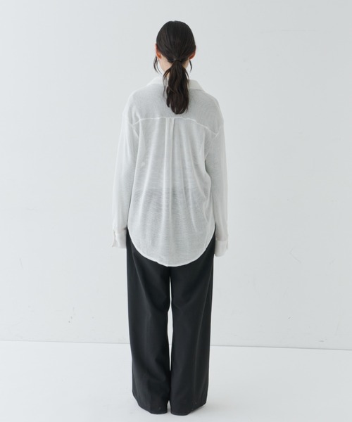 NUJOH(ヌゾ)の「Sheer Knit Shirt / シアーニットシャツ(シャツ/ブラウス・レディース・チャコールグレー/ホワイト/ブラック・FREE)」の8枚目の写真