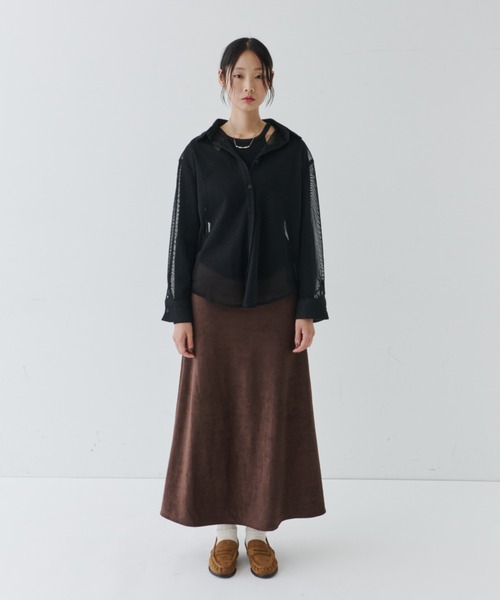 NUJOH(ヌゾ)の「Sheer Knit Shirt / シアーニットシャツ(シャツ/ブラウス・レディース・チャコールグレー/ホワイト/ブラック・FREE)」の14枚目の写真