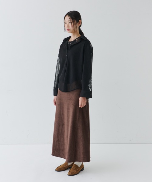 NUJOH(ヌゾ)の「Sheer Knit Shirt / シアーニットシャツ(シャツ/ブラウス・レディース・チャコールグレー/ホワイト/ブラック・FREE)」の15枚目の写真