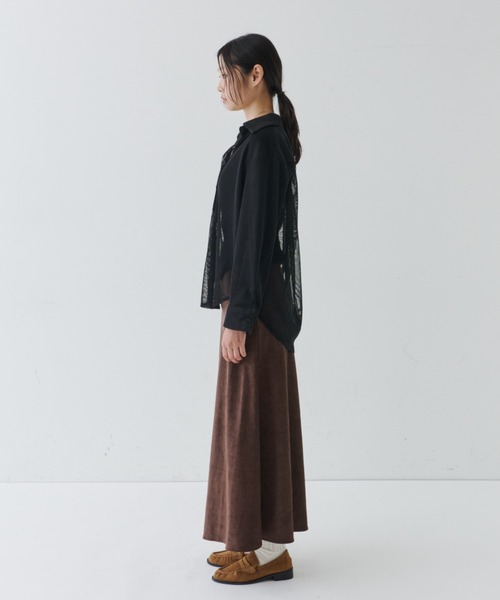 NUJOH(ヌゾ)の「Sheer Knit Shirt / シアーニットシャツ(シャツ/ブラウス・レディース・チャコールグレー/ホワイト/ブラック・FREE)」の16枚目の写真